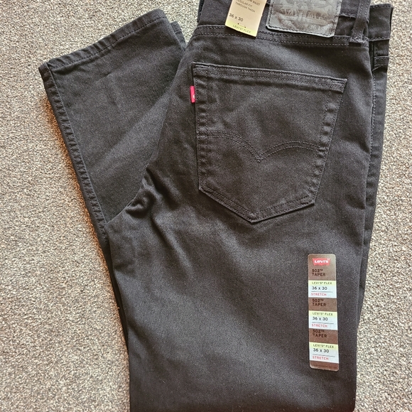 Red tab/ Blank Tab Levi's Mens 502 Black Taper Jeans 36x30 With Tags casual - Picture 6 of 16
